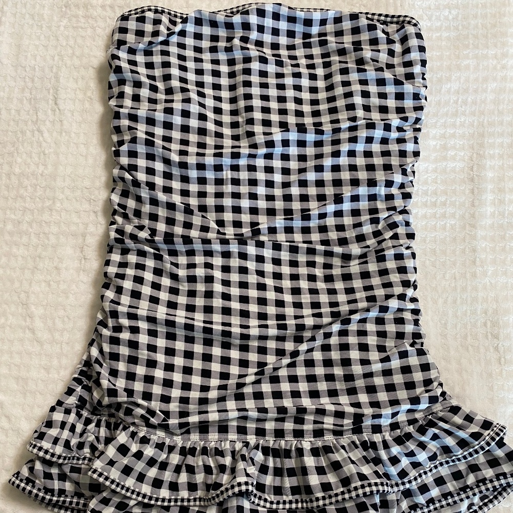 Coco Rave Black & White Check Ruffled Swimdress 34D